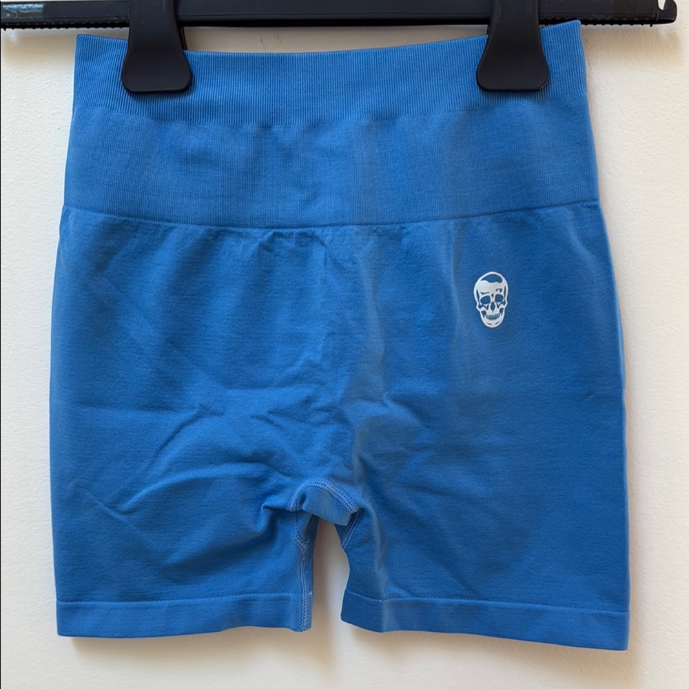 Gymreapers Blue Athletic Shorts with Skull Design